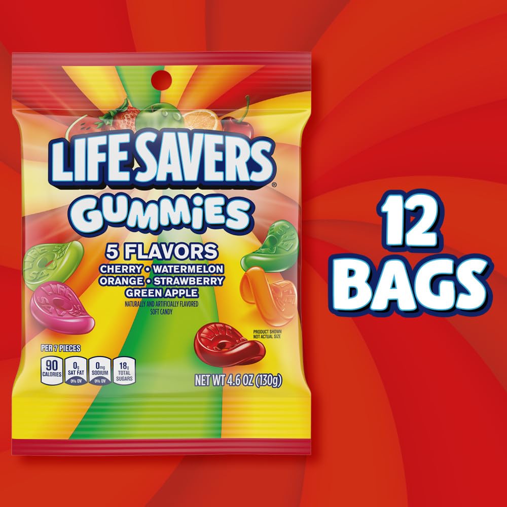 LIFE SAVERS Gummies 5 Flavors Gummy Candy Bulk Pack of 12  4.6 Oz Bags