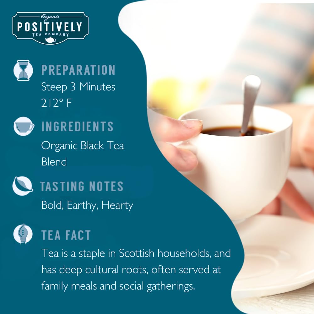 Organic Positively Tea Company, Scottish Breakfast Black Tea, Loose Leaf, 16 Ounce