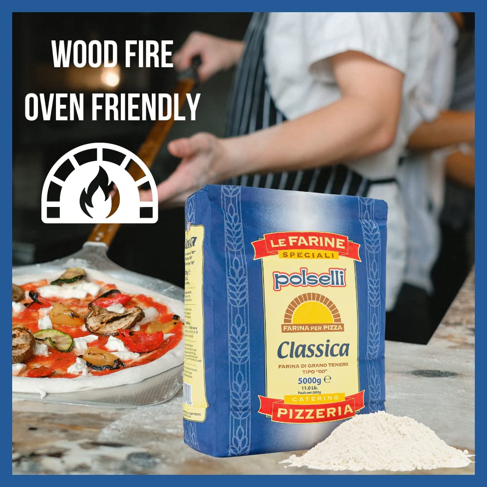 Classica, Tipo ''00'' Double Zero Flour Extra Fine, 11 Lbs (5 Kg), Neapolitan Italian Pizza, Bread, Pasta, And More, All Natural