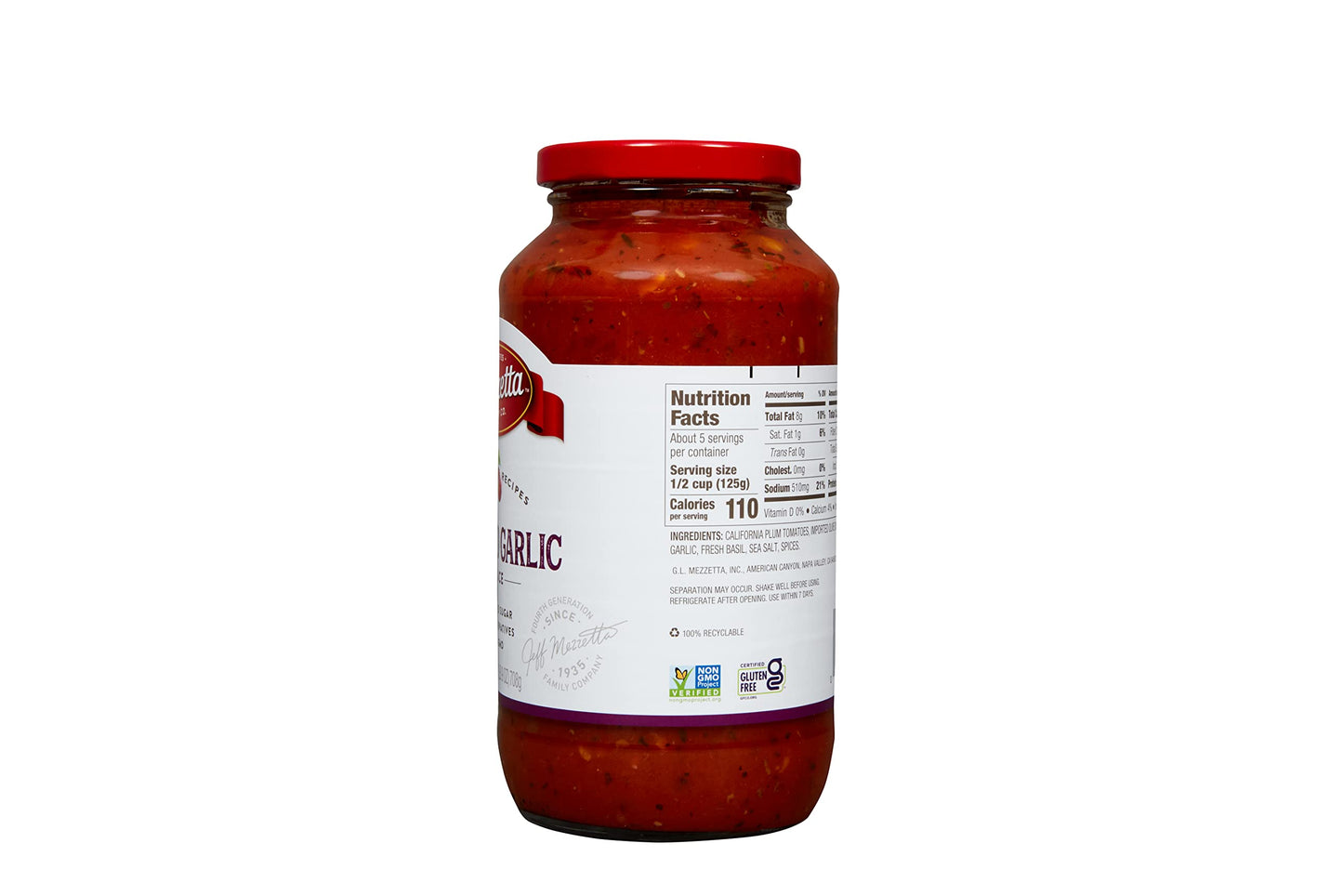 Mezzetta Family Recipes Roasted Garlic Sauce | Vegan, Non-Gmo, Gluten Free, Preservative Free | 25 Ounce Jar (Pack Of 2)