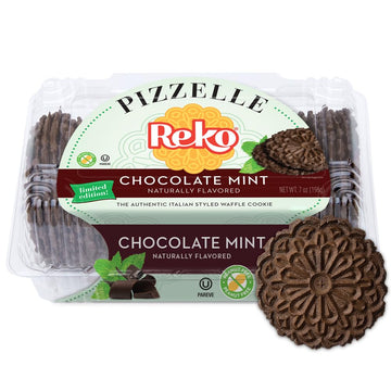 Reko Pizzelle Authentic Italian Waffle Cookie, Chocolate Mint, 7 Ounce