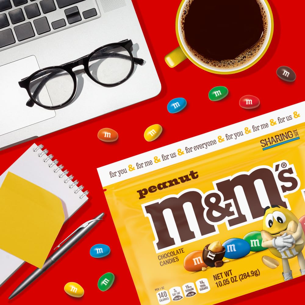 M&M'S Peanut Milk Chocolate, Sharing Size, 10.05 Oz Resealable Bag