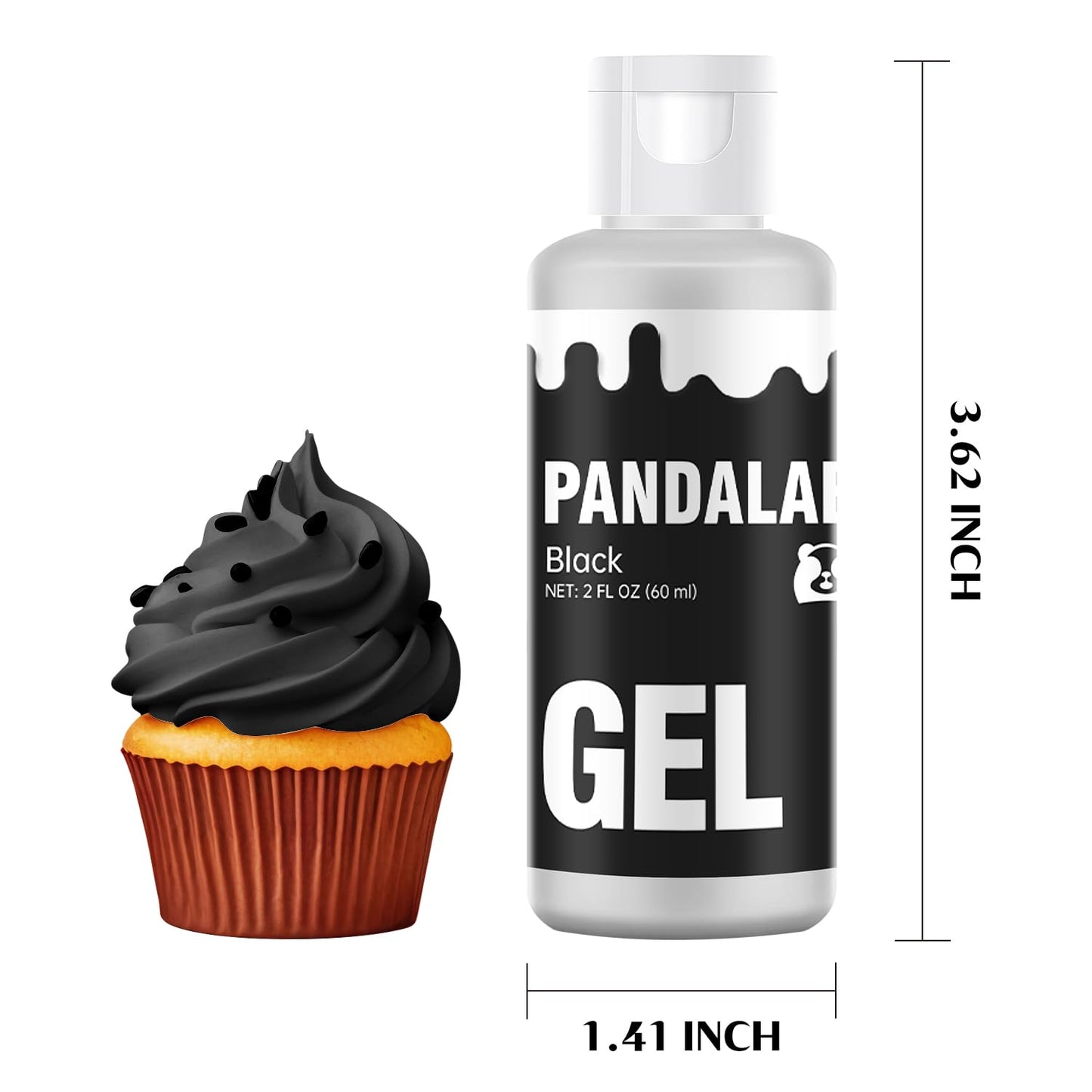 Super Black Gel Food Coloring - Pandalab 2 Ounce High Concentrated Food Dye For Baking, Cake, Cookie, Fondant, Icing, Easter Egg