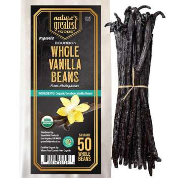 Natures Greatest Organic Madagascar Bourbon Vanilla Beans - Grade B, Non-GMO, Kosher, Gluten-Free, 50 Ounce Pack