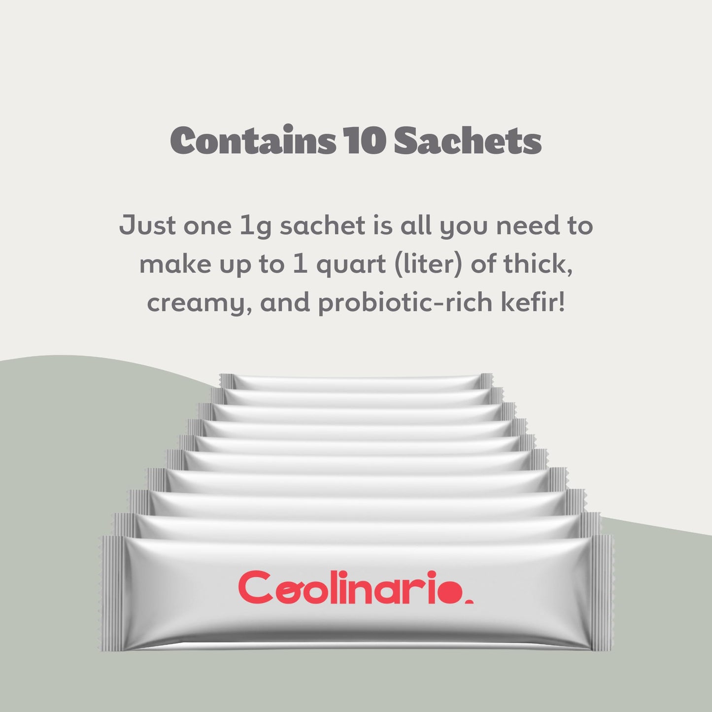 Coolinario Kefir Starter Powder - 10-Pack (1g Sachets) | Non-GMO, Gluten Free, Halal, Kosher
