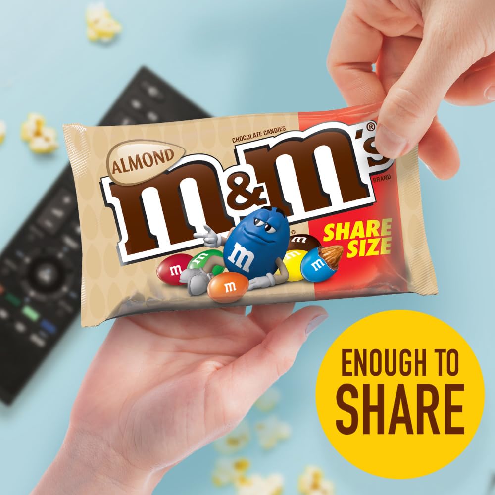 M&M'S Almond Chocolate Candy Sharing Size 2.83-Ounce Pouch 18-Count Box