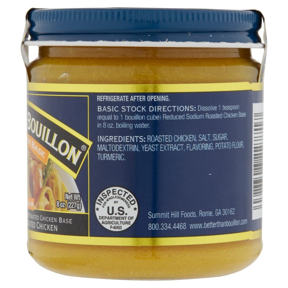 Better Than Bouillon Reduced Sodium Roasted Chicken Base, Made With Seasoned Roasted Chicken & Less Sodium, 38 Servings Per Jar, 8-Ounce Jar (Pack Of 12)