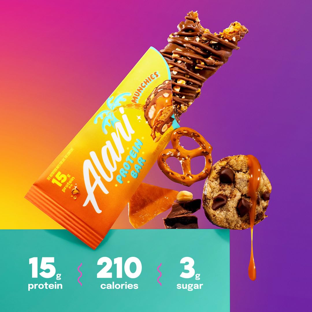Alani Nu Protein MUNCHIES Bars, High Protein 18g, Low-Sugar 6g, Gluten-Free, Pack of 12, Brown