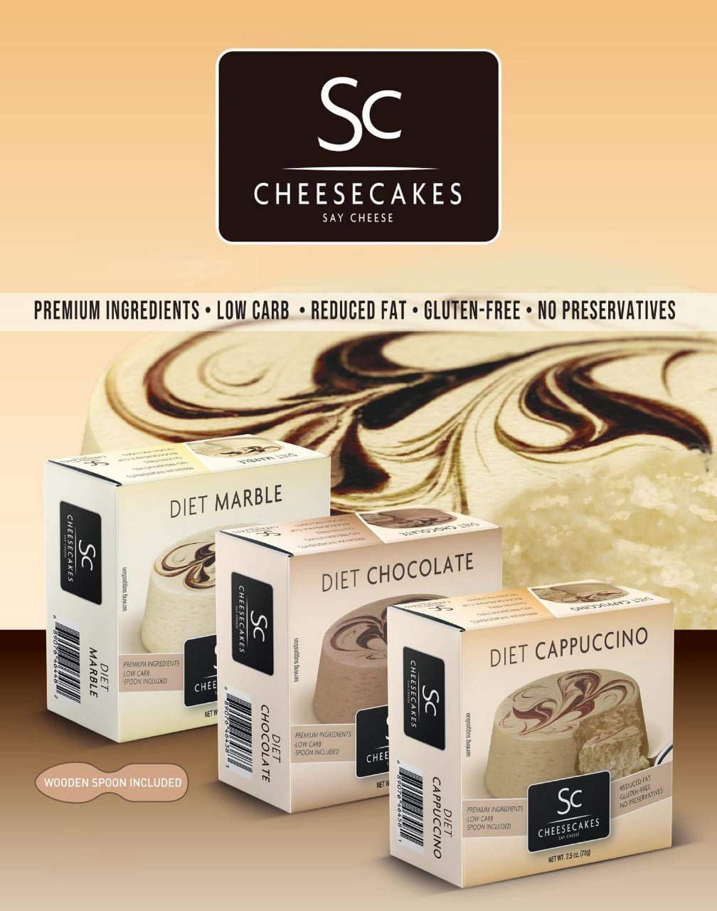 Pack of 12 Say Cheese Gourmet Mini Diet Cheesecake - Diet Marble