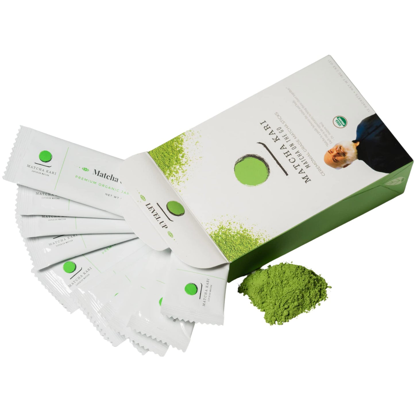 Matcha Kari Ceremonial Organic Matcha Green Tea Single Serving Sticks, 12 Count Pack, Green