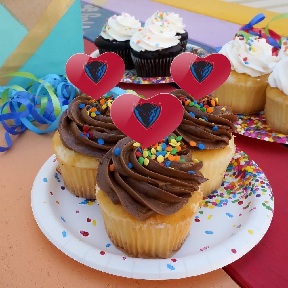 GRAPHICS & MORE Cupcake Picks Set of 6, Acrylic, DePaul University, Heart Love Design, One Size