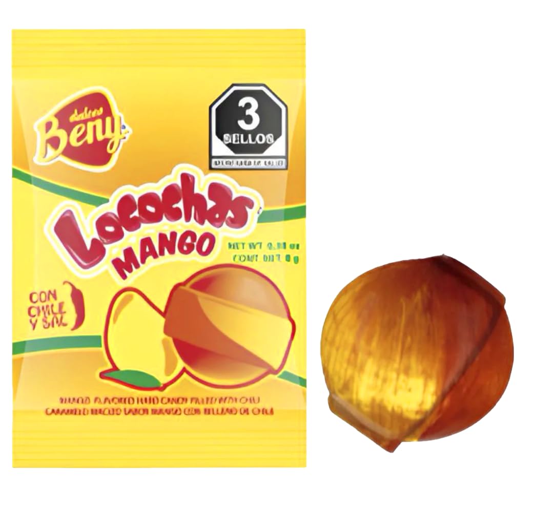 BENY LOCOCHAS PEG BAG HARD CANDY WITH CHILI POWDER CENTER 5.1OZ 18PCS (MANGO)