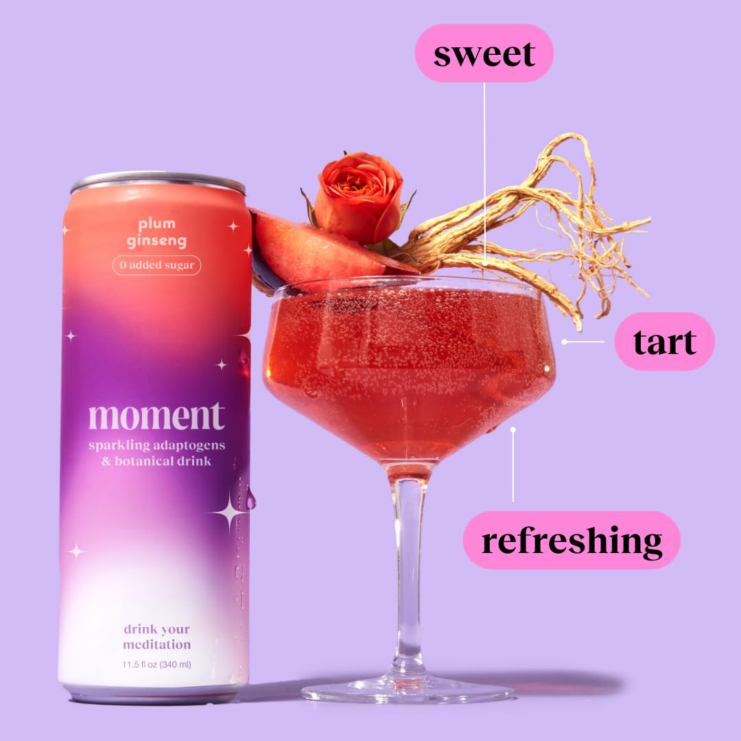 Drink Your Meditation Sparkling Plum Spritz Non-  ic Drink, 11.5 Fl Oz, 12-Pack, with L-Theanine & Ashwagandha, No Added Sugar