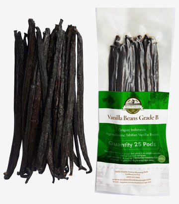 25 Tahitian Vanilla Beans Bulk For Making Vanilla Extract, Whole Vanilla Beans Extract Grade 4-5 Inches, Perfect Homemade Extrac