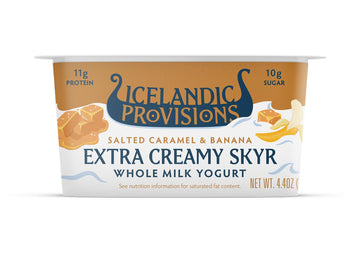 Icelandic Provisions Salted Caramel & Banana Extra Creamy Skyr Whole Milk Yogurt, 4.4 Ounce