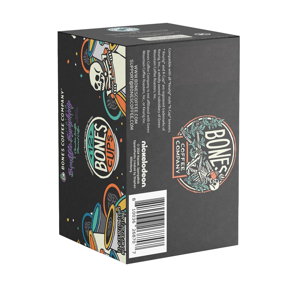 Bones Coffee Company Flavored Coffee Bones Cups Soufflé Symphony Flavored Pods Chocolate Soufflé Flavor | 12Ct Single-Serve Coffee Pods Spongebob Inspired Coffee