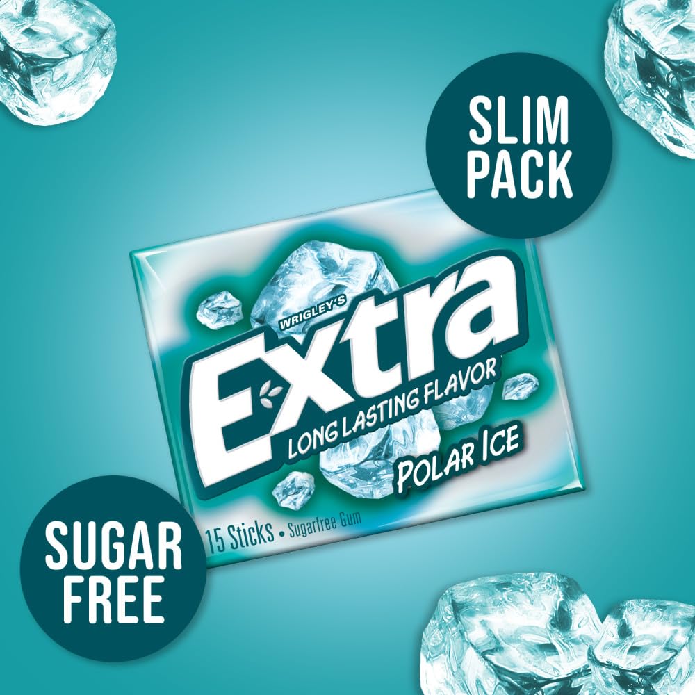 Extra Gum Polar Ice Sugar Free Chewing Gum, Single Pack, 15 Stick