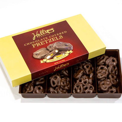 Halls Chocolate Covered Pretzels, 1 Pound (Dark Chocolate)