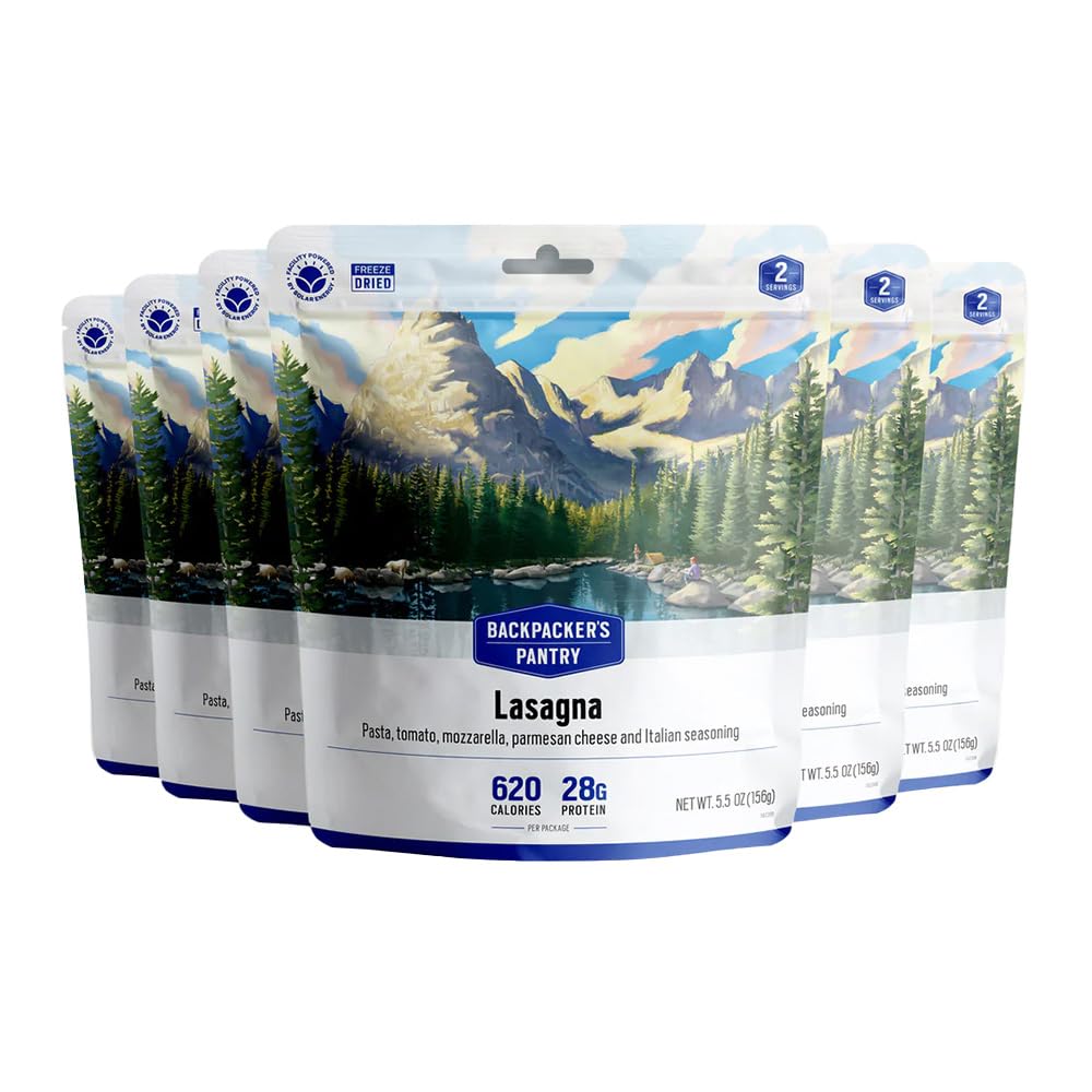 Backpackers Pantry Lasagna - Freeze Dried Backpacking & Camping Food - Emergency Food - 28 Grams of Protein, Vegetarian - 6 Count