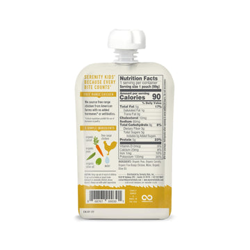 Serenity Kids 6+ Months Baby Food Pouches Puree Made With Ethically Sourced Meat & Organic Veggies - 3.5 Ounce Bpa-Free Pouch -