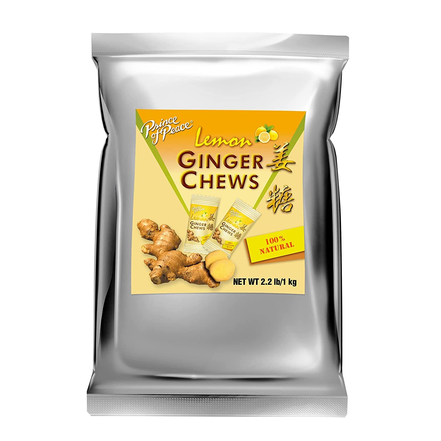 Prince Of Peace 100% Natural Ginger Candy (Chews) With Lemon, 2.2Lb/1Kg Candied Ginger – Candy Pack – Ginger Chews Candy – Natural Candy – Ginger Candy