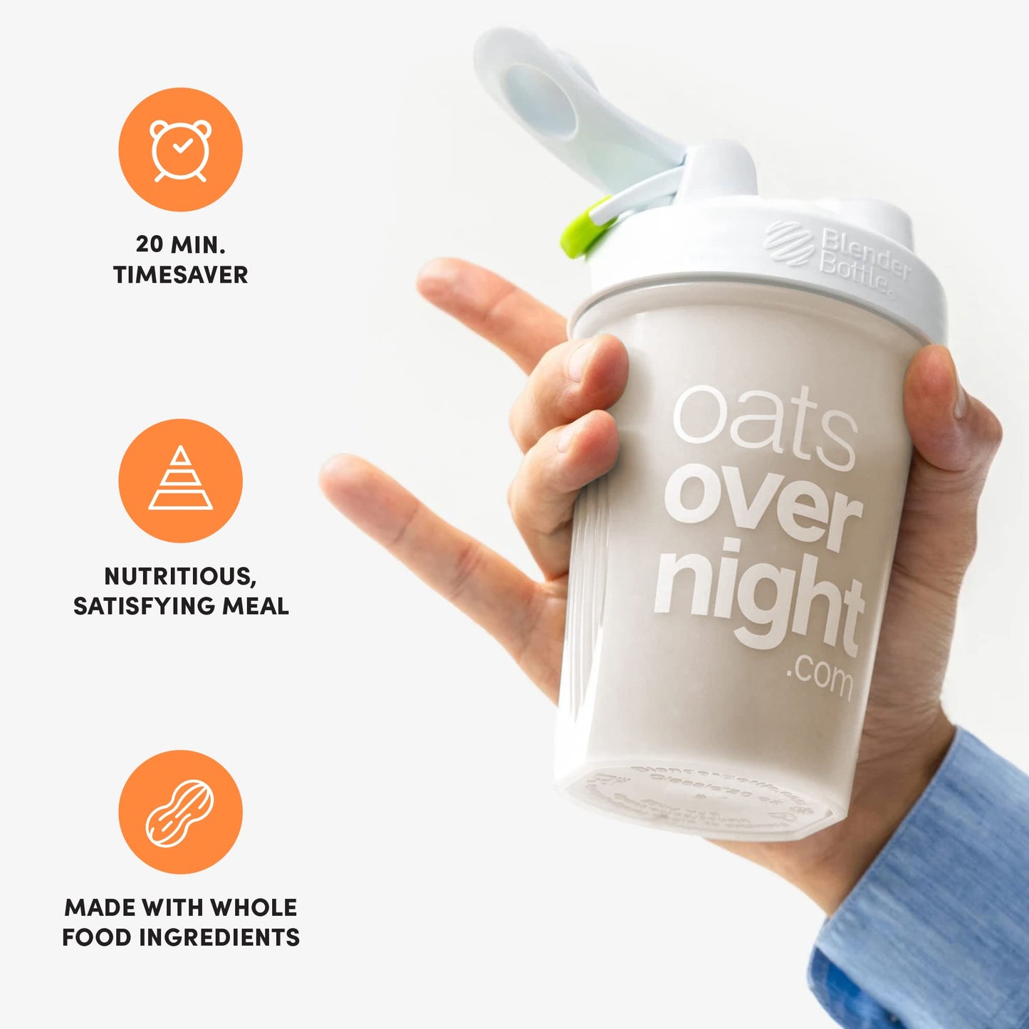 Oats Overnight Vegan Overnight Oats Protein Shake - 20g Protein, High Fiber, Gluten Free, 2.4 oz (Pack of 8)