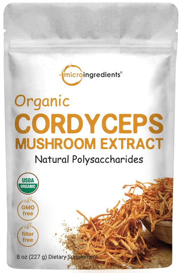 Micro Ingredients Organic Cordyceps Mushroom Extract Powder, 100:1, 8 Ounces