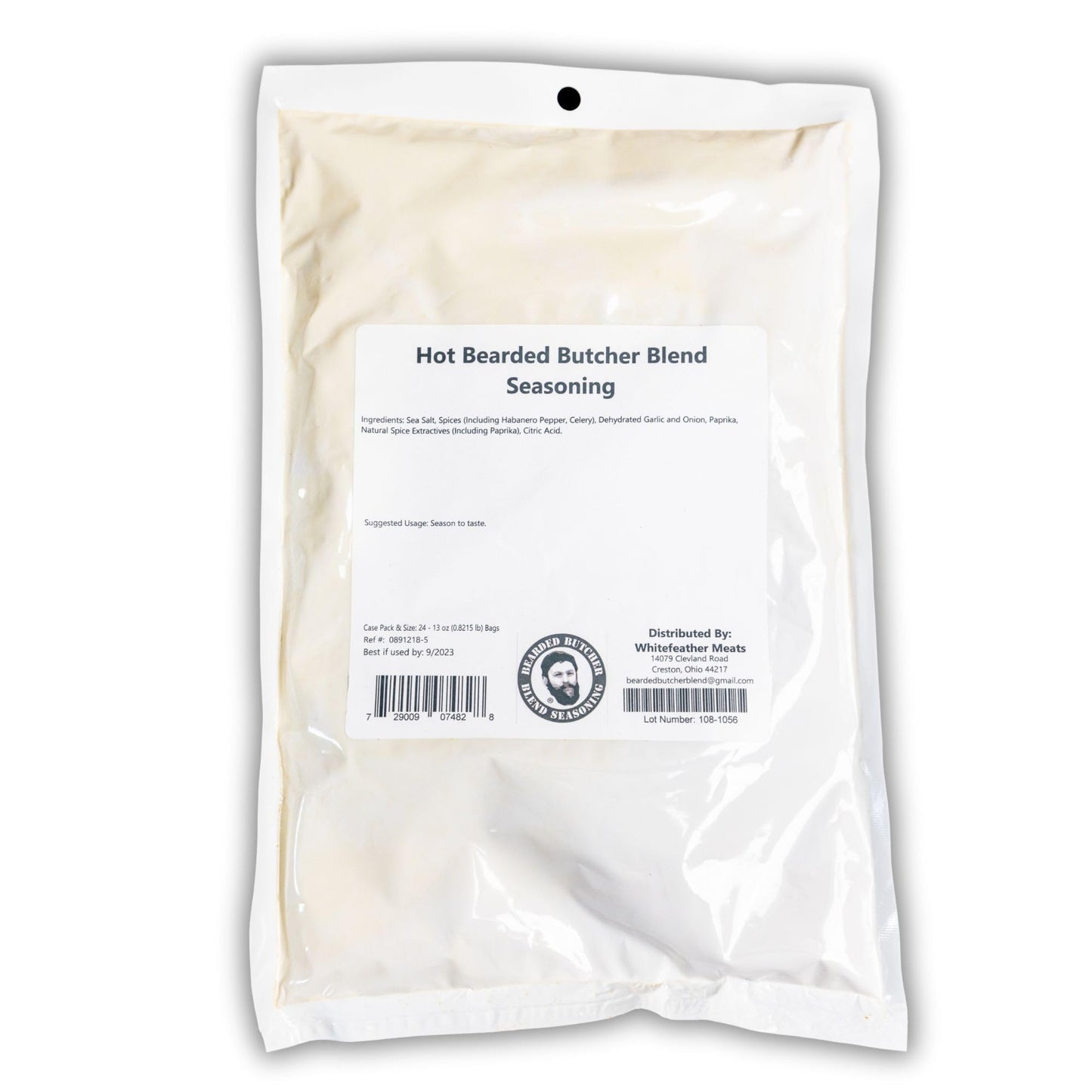 Bearded Butchers Hot Seasoning Case of 24 (13oz) - Adds Bold Heat & Flavor to 25 lbs of Meat - Perfect for Brats, Sausages, Jerk