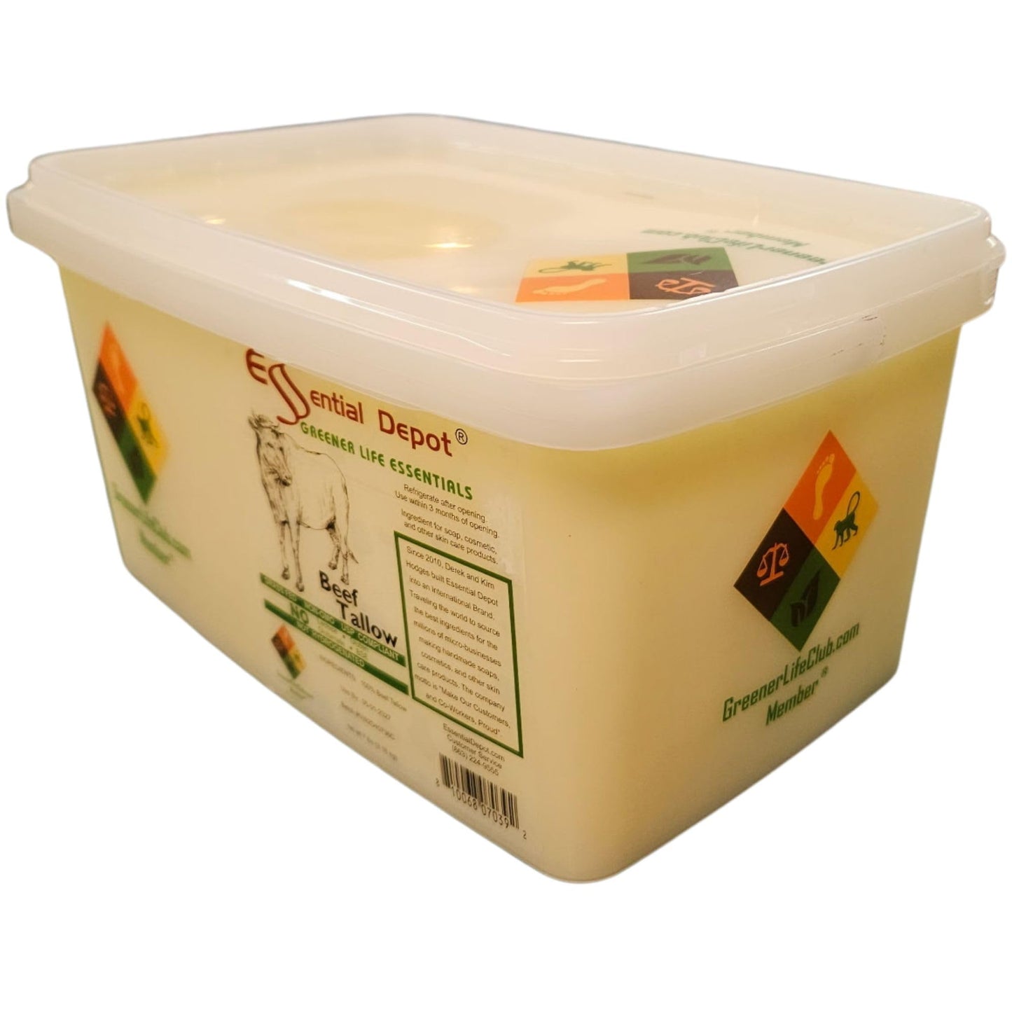 Beef Tallow - 7 lbs - Grass Fed - Non-GMO - Food Grade - Free from Lactose-Gluten-Glutamate-BSE - microwavable PP container, loc