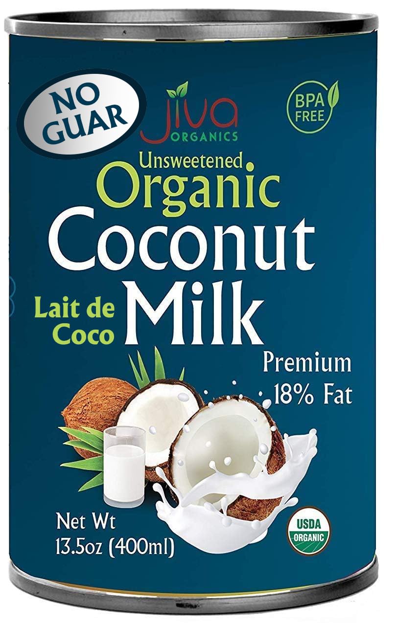 Jiva Organics Organic Coconut Milk 13.5 Ounce (Pack of 12) - Unsweetened, Premium FULL 18% Fat, Vegan, Paleo, No Guar Gum, BPA F