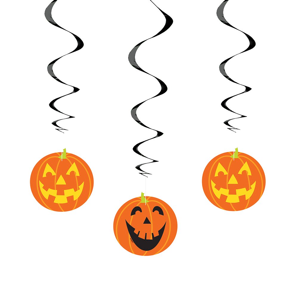 Unique Jack-O-Lantern Hanging Swirl Decorations-26 | Black & Orange | 3 Pcs, 26'', Multi