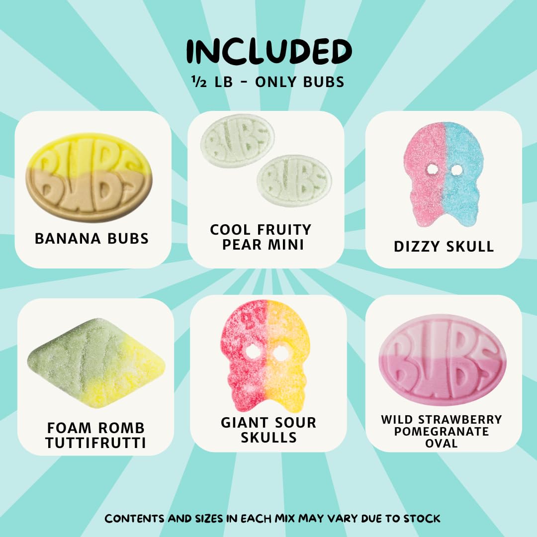 Bubs Swedish Candy 0,5 Lb, Swedish Candy Bubs Mix, Skulls, Swedish Godis, Gummy Candy