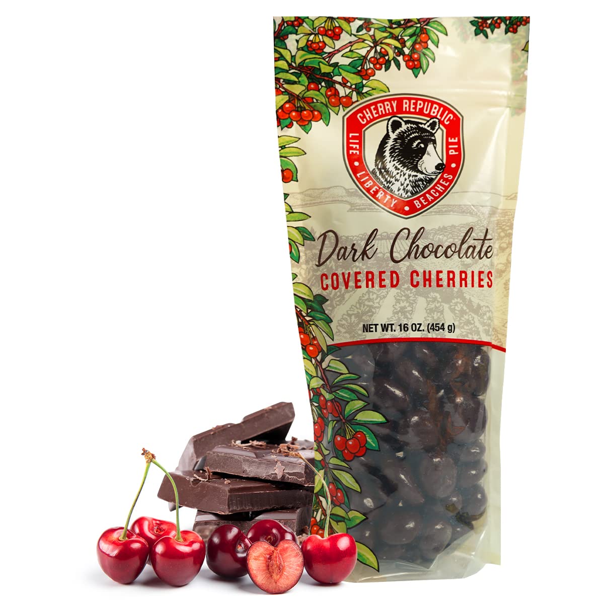 Cherry Republic Chocolate Cherries - Authentic & Fresh Chocolate Covered Cherries Straight from Michigan - Dark Chocolate, 14 Ou