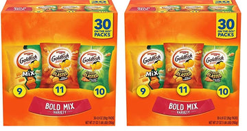 Goldfish Bold Mix Variety Pack Snack Crackers, 1 oz Snack Packs, 30 Ct Box (Pack of 2)