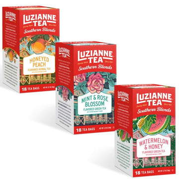 Luzianne Southern Blends Variety Pack - Mint & Rose, Honeyed Peach, And Watermelon & Honey 18Ct Box (Pack Of 3)