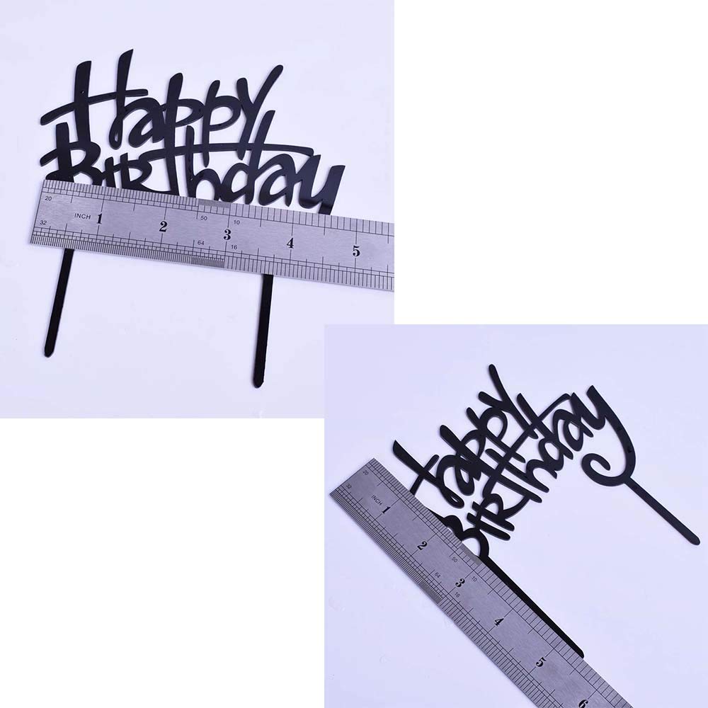 Keoysek Happy Birthday Cake Topper Double-Sided Acrylic Cursive Cake Toppers Birthday Party Decoration Supplie Cake Sign Party B
