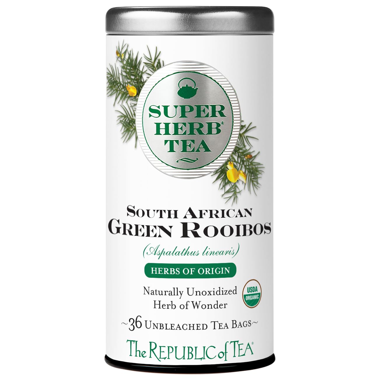 The Republic of Tea Raw Green Bush Tea, 36 Count, Natural Flavor