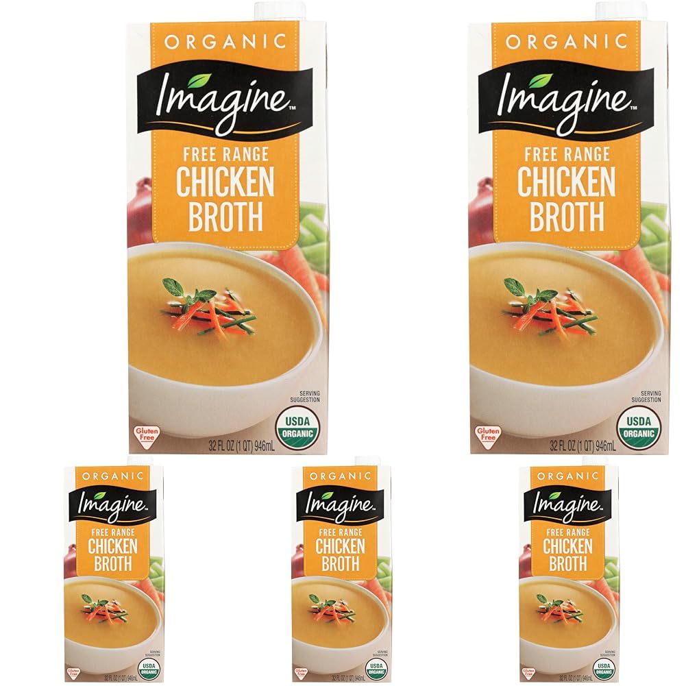 Imagine Free Range Chicken Broth, Organic, 32 oz (Pack of 5)