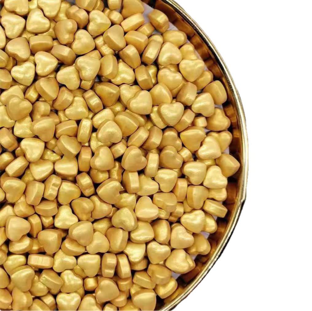 Gold Sprinkles Heart-Shaped Pearl Sprinkles 130G 4.6Oz,Cake Sprinkles,Cookie Sprinkles,Sugar Pearl, Edible Candy Pearls For Cake