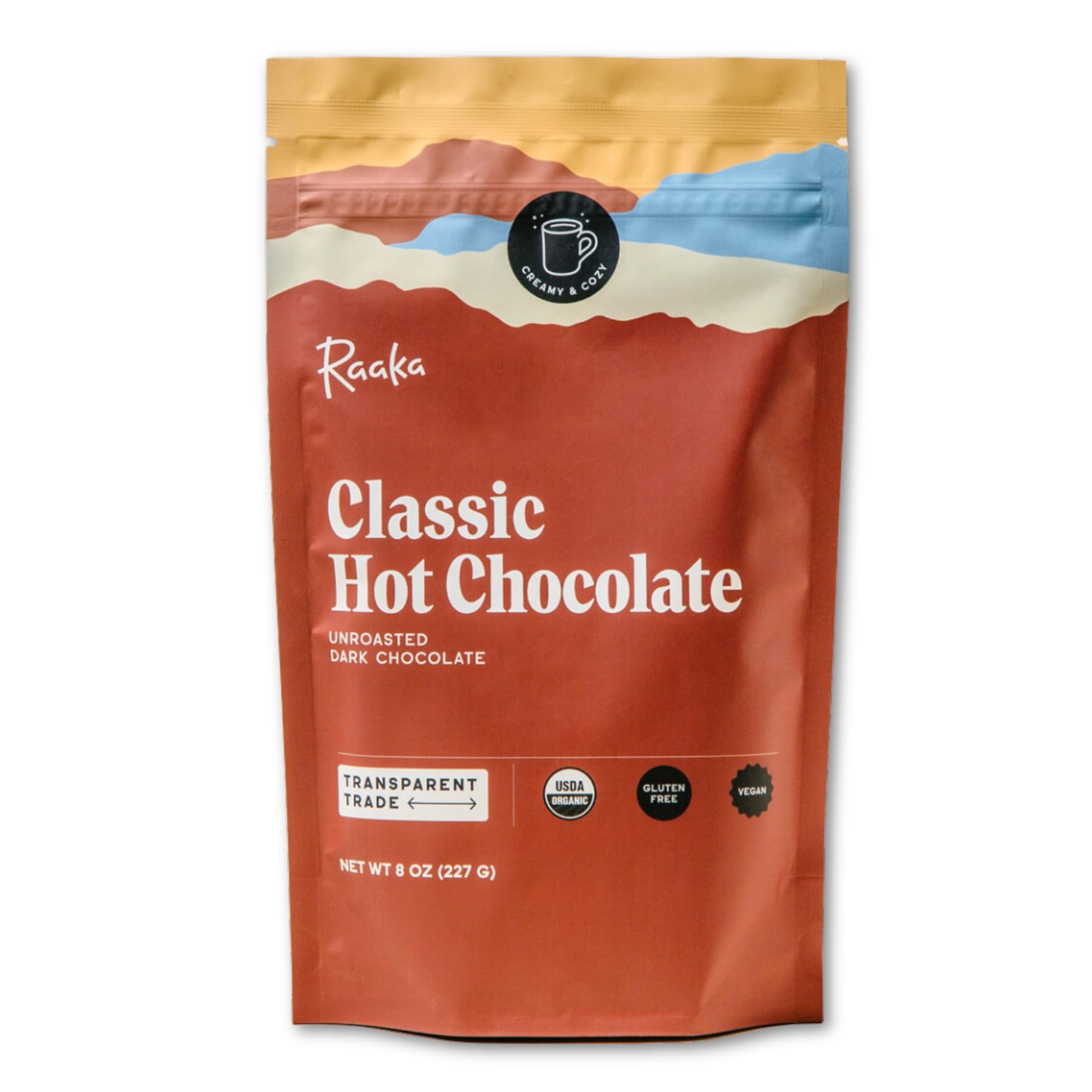 Raaka Hot Chocolate Mix - Vegan, Organic, Gluten & Dairy Free - 8oz Bag