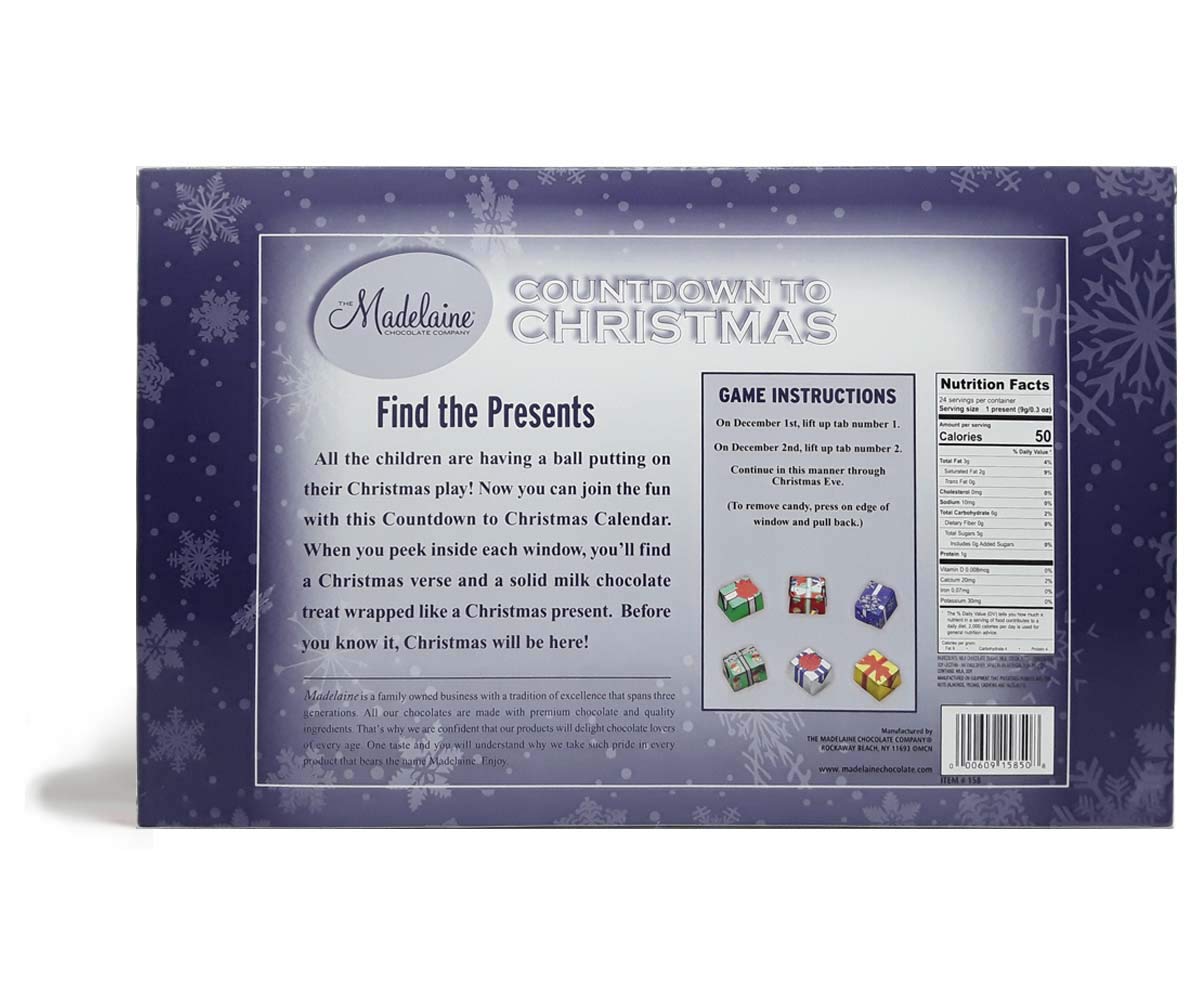 THE MADELAINE CHOCOLATE COMPANY Advent Calendar Filled with 24 Milk Chocolates, 8oz, Carousel & Holly Jolly - 2 Pack