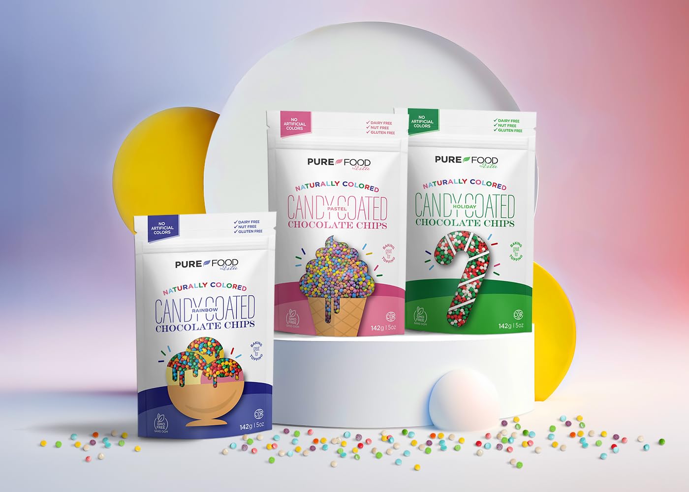Pure Food By Estee Rainbow Nonpariels Sprinkles, 141 Gr