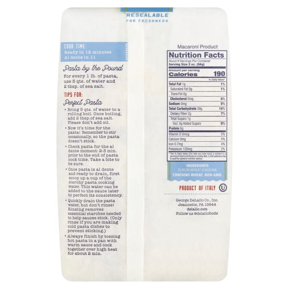 De Lallo Orecchiette Semolina Pasta (16X1 Lb)