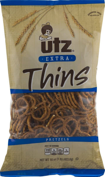 Utz Extra Thins Pretzels (3, 16Oz Bags) - Variety Pack - Bachman Pretzel Stix (1, 6-1Oz Trays) - Thin, Crispy, Crunchy Pretzels