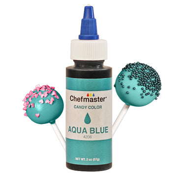 Chefmaster Aqua Blue Candy Color Dye - Oil-Based, Professional-Grade, 2 Fl Oz