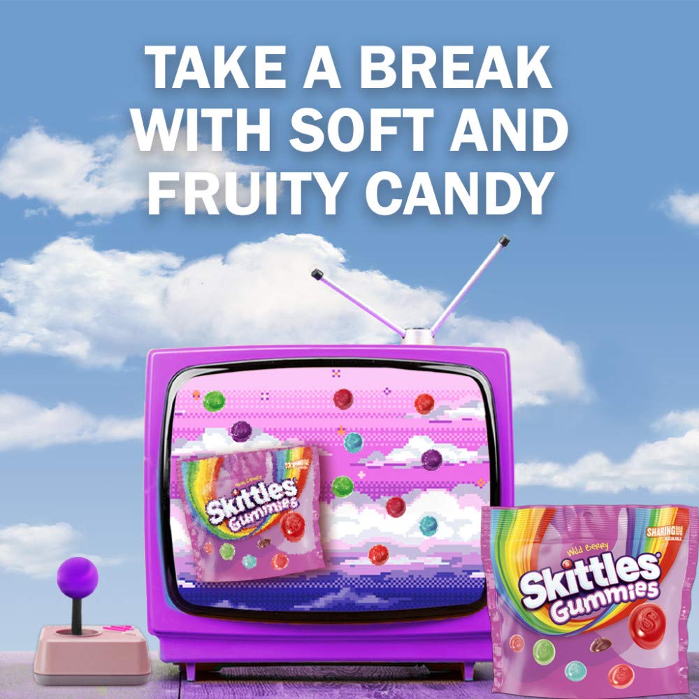 SKITTLES Gummies Wild Berry Gummy Candy, Sharing Size, 12 oz Resealable Bag