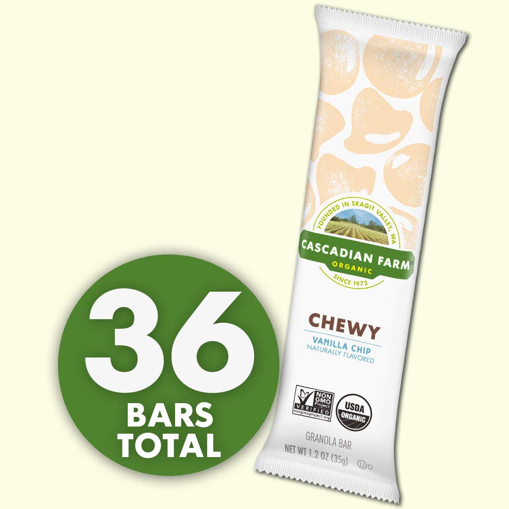 CASCADIAN FARM ORGANIC CHEWY GRANOLA BARS VANILLA CHIP, 44.4 oz (Pack of 6)