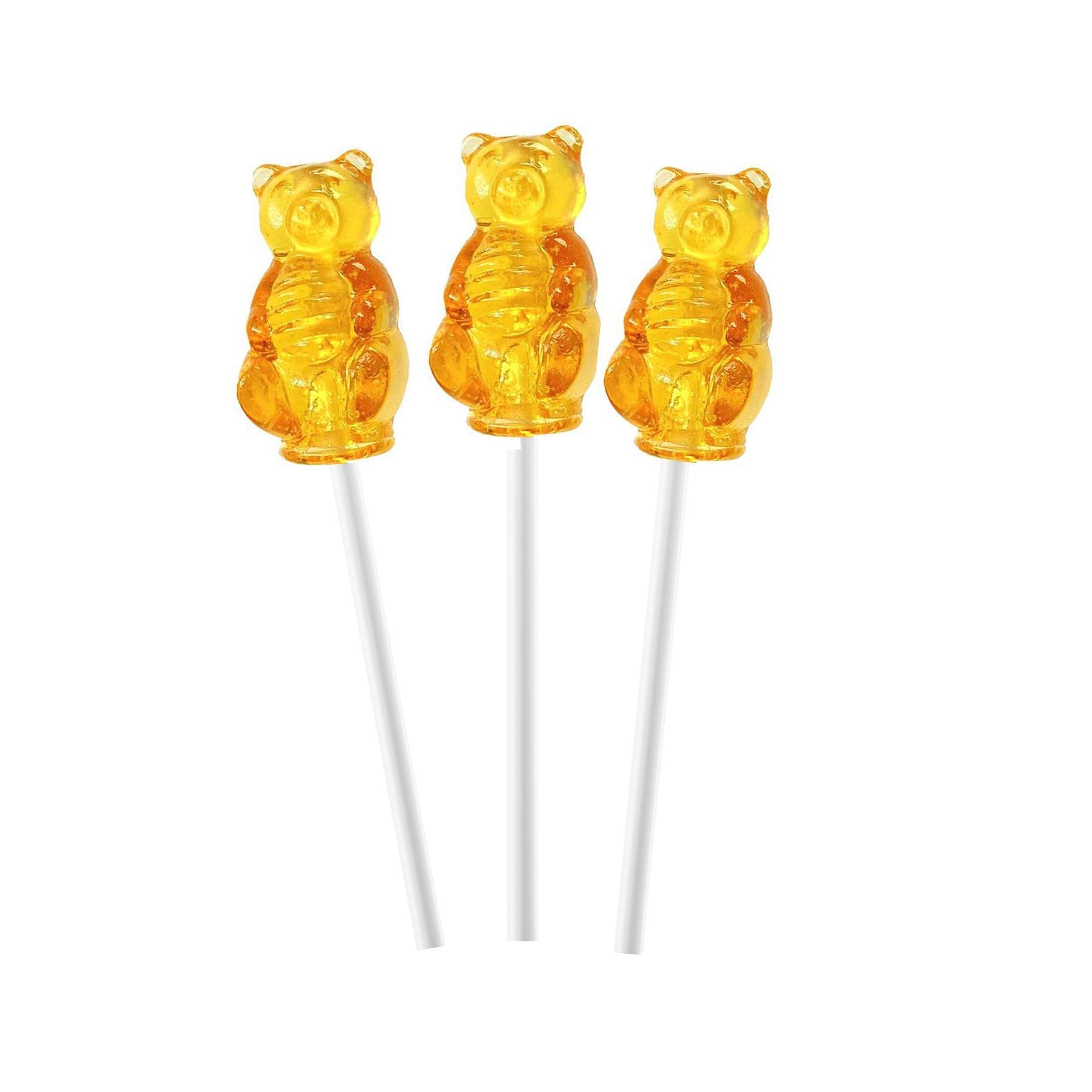 Needzo Honey Lollipops Individually Wrapped, Bear Shaped Tea Spoon, Hard Candy Suckers for Party Treats (Pack of 3)
