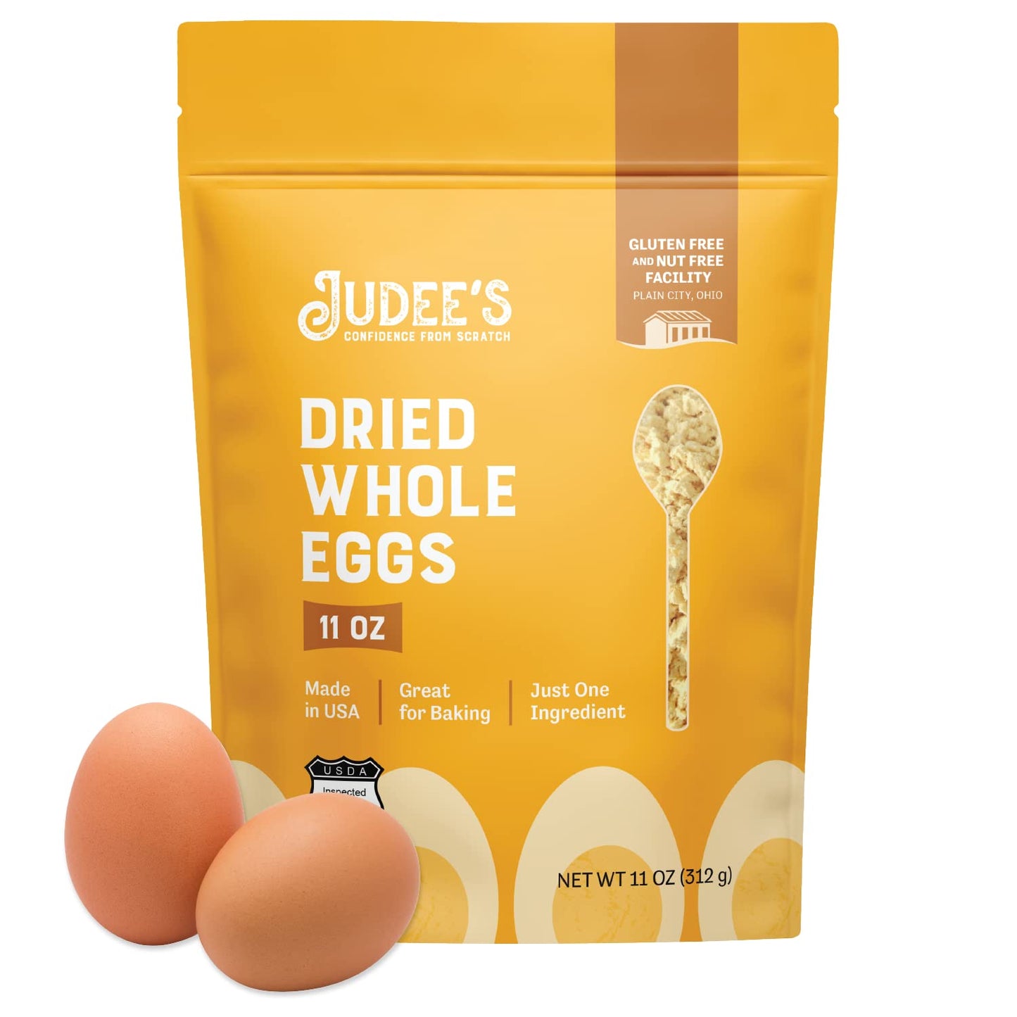 Judee s Gluten Free Dried Whole Egg Powder - Versatile Baking with Egg Powder - Camping & Backpacking with Protein Mix - Long-T