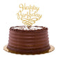 Restaurantware Top Cake Happy Birthday Cake Topper 1 Mirrored Birthday Cake Decoration - With Swirls Durable Gold Acrylic Birthd